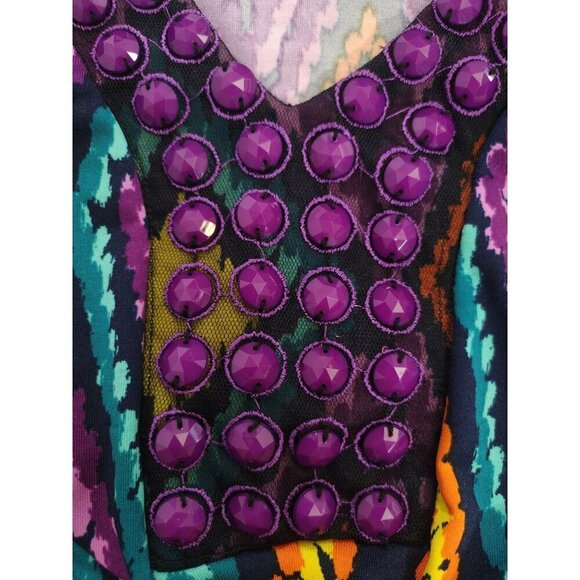 Ny Collection Women's Purple Gem Embellished V-Neck Sleeveless Maxi Dress, 1X. - Picture 5 of 8